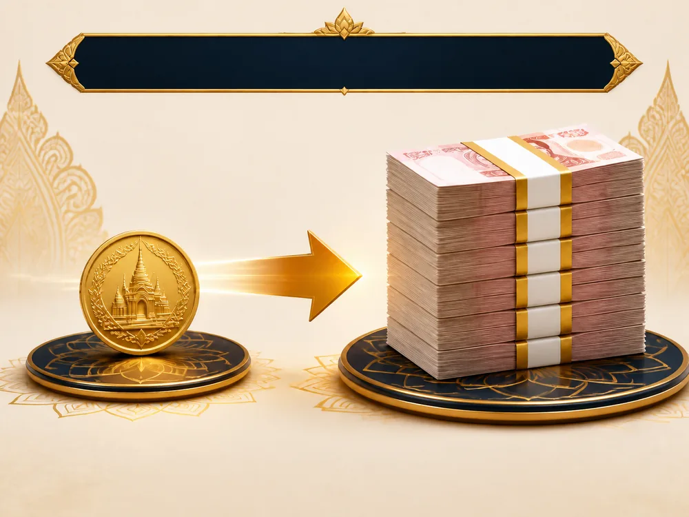 กองเหรียญแสดงอัตราจ่ายและตัวคูณเกี่ยวกับเว็บหวยออนไลน์ FINNBet